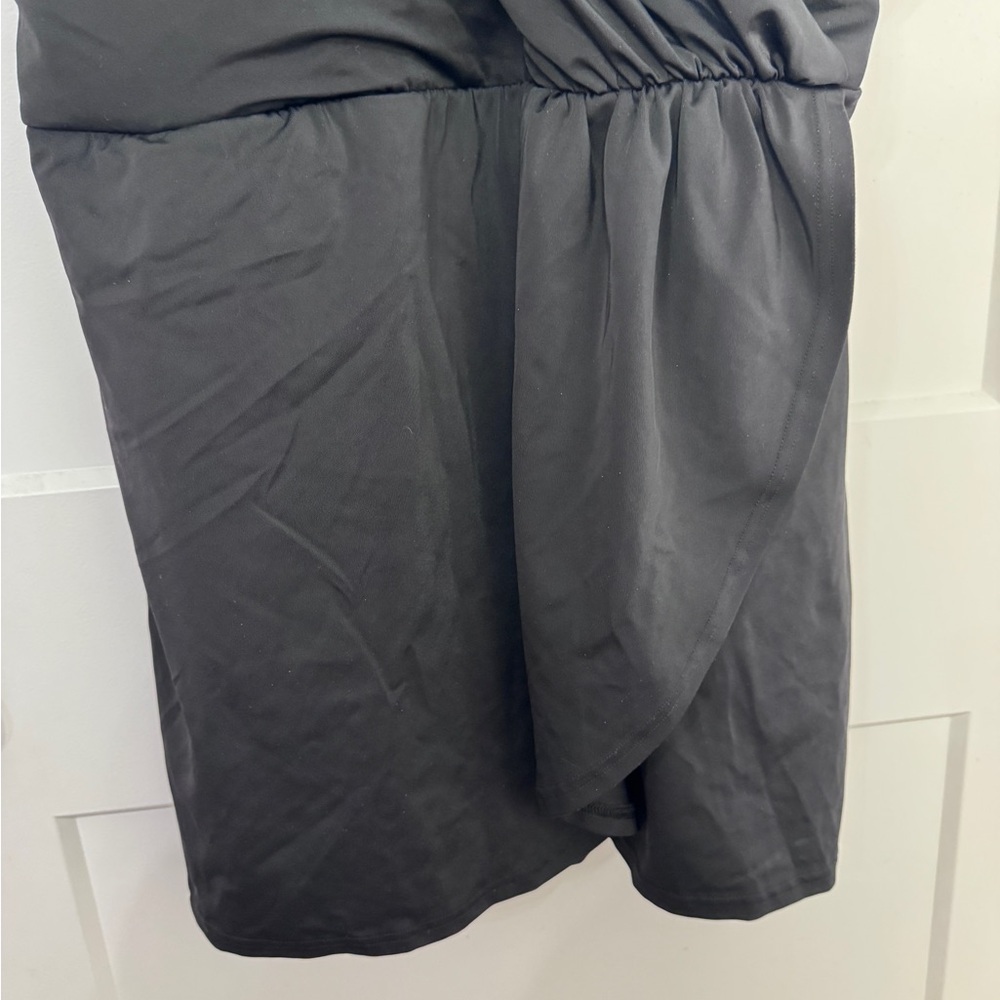 Lands' End Black V-Neck Tulip Wrap Swimdress Adjustable Straps L 14/16 Swimsuit - Picture 4 of 9